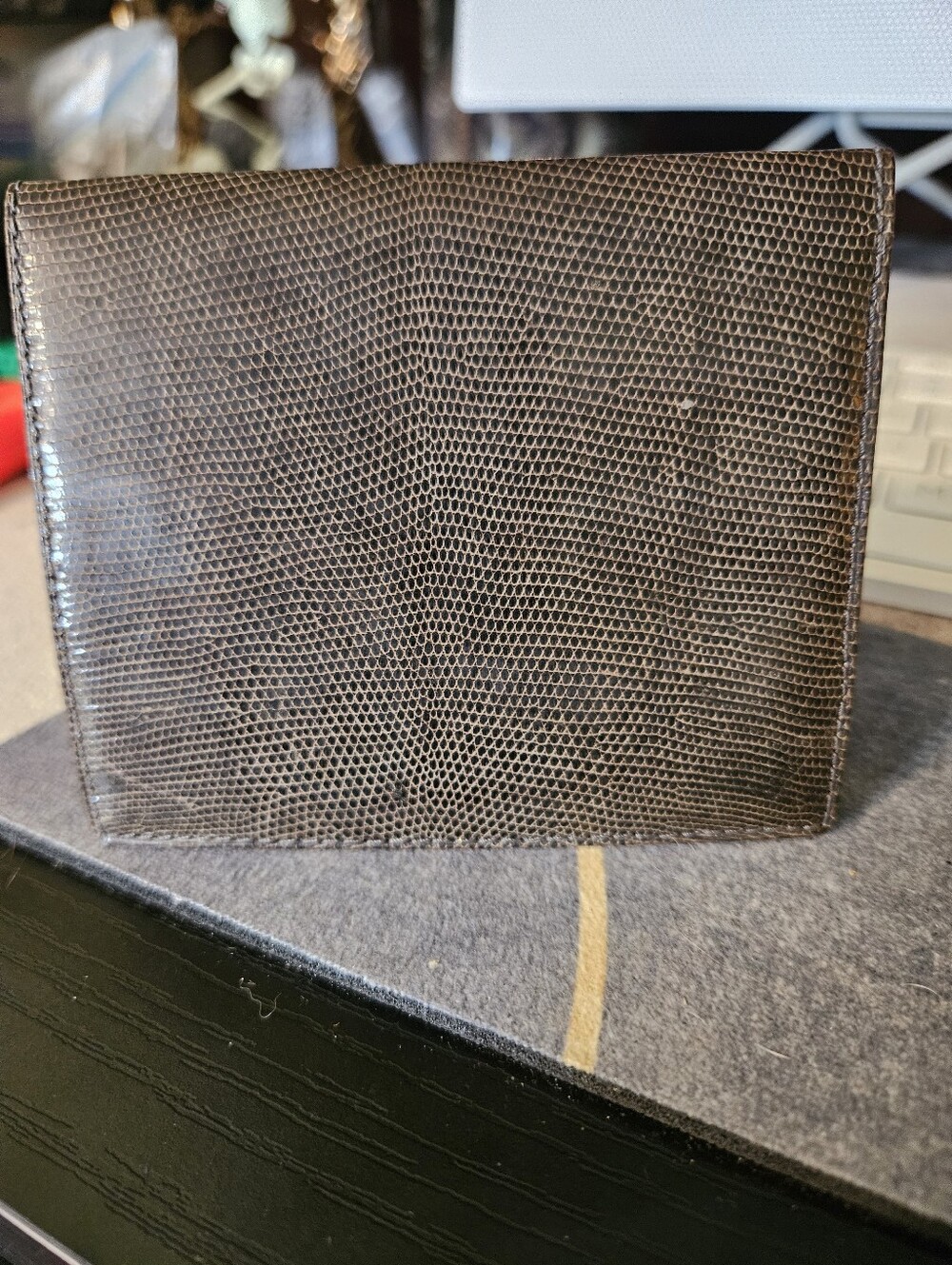 Genuine Lizard Skin Bifold Wallet Made In Spain Brown Exotic Leather